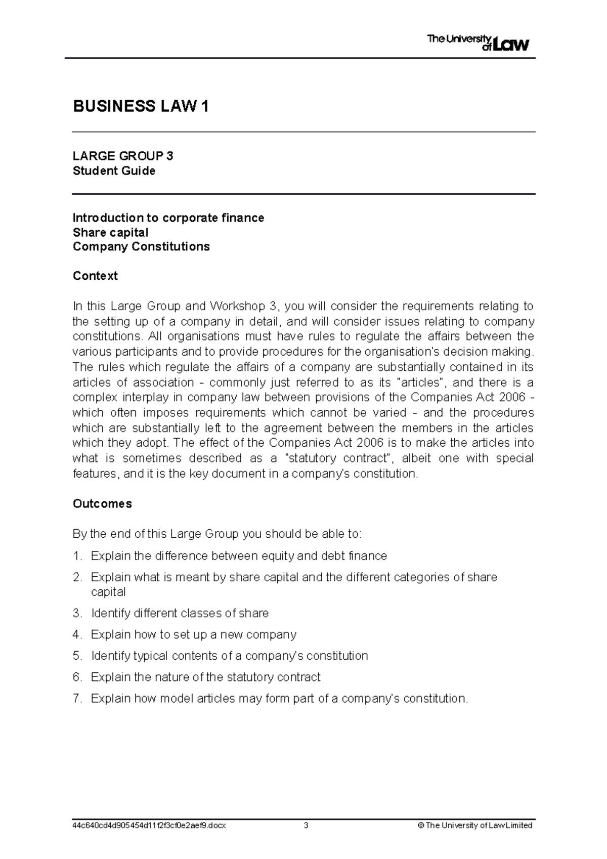 lecture notes for Business Law, week 3 - BUSINESS LAW 1 LARGE GROUP 3 ...