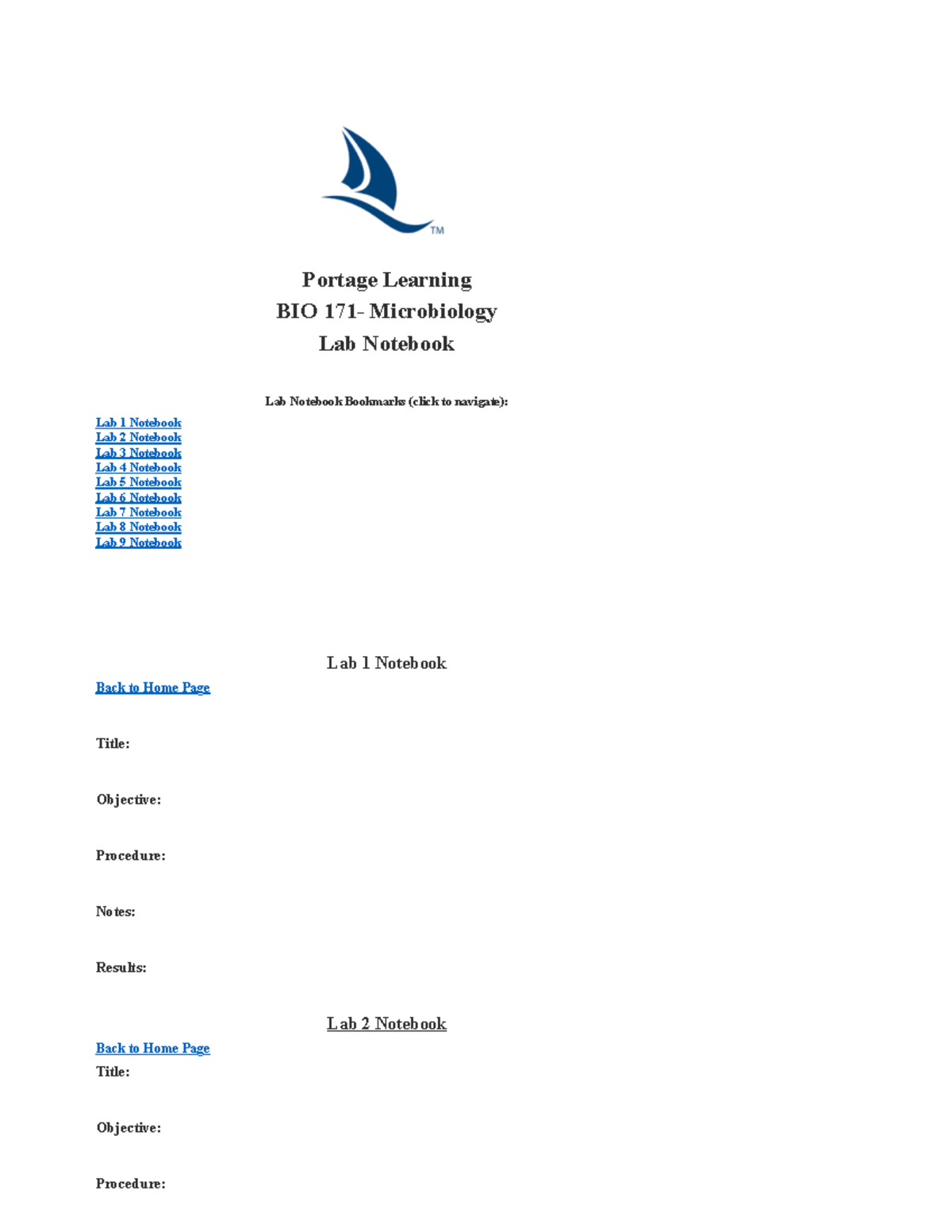 BIOD 171 Microbiology Lab Notebook - Portage Learning BIO 171 ...