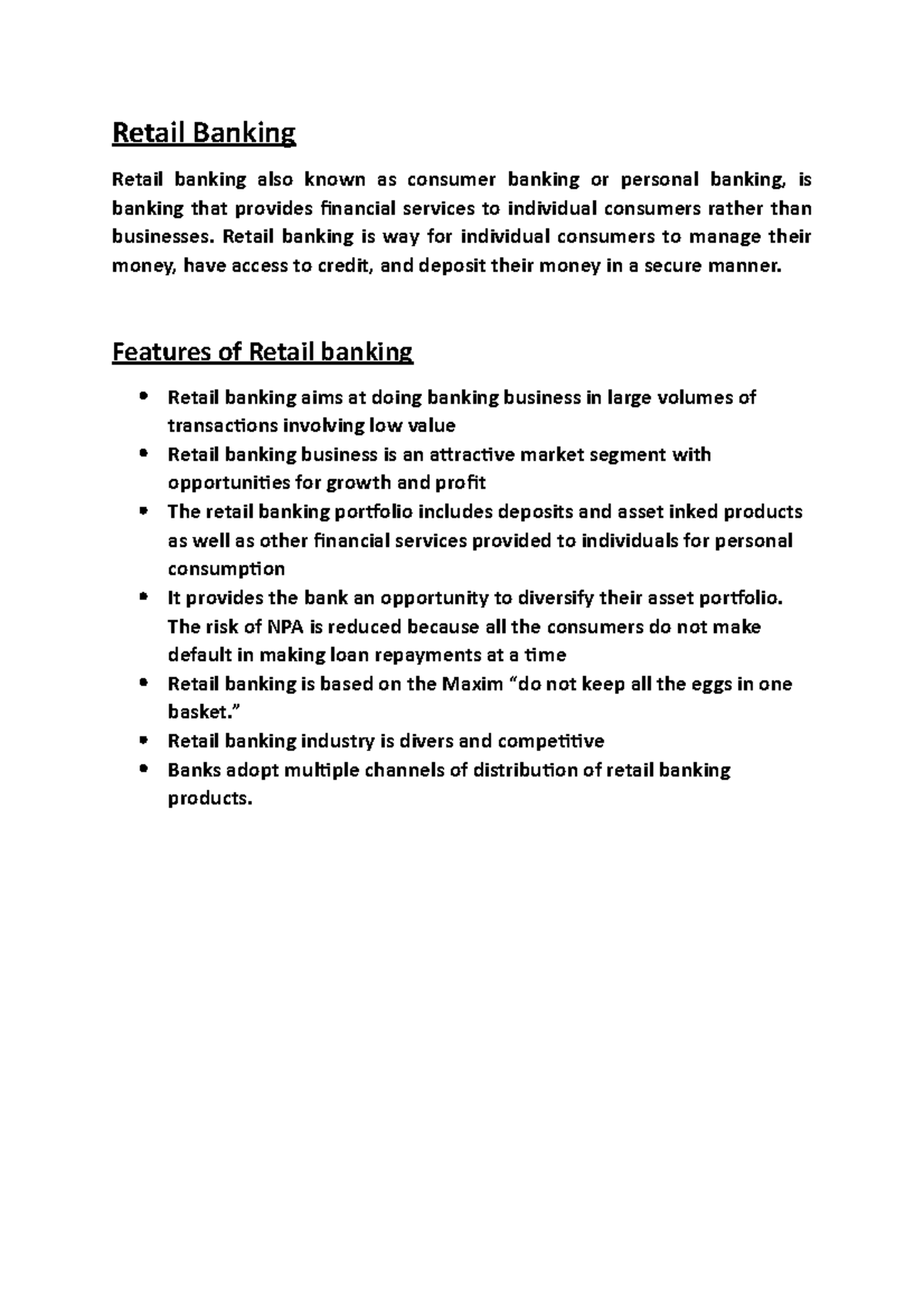 retail banking case study pdf