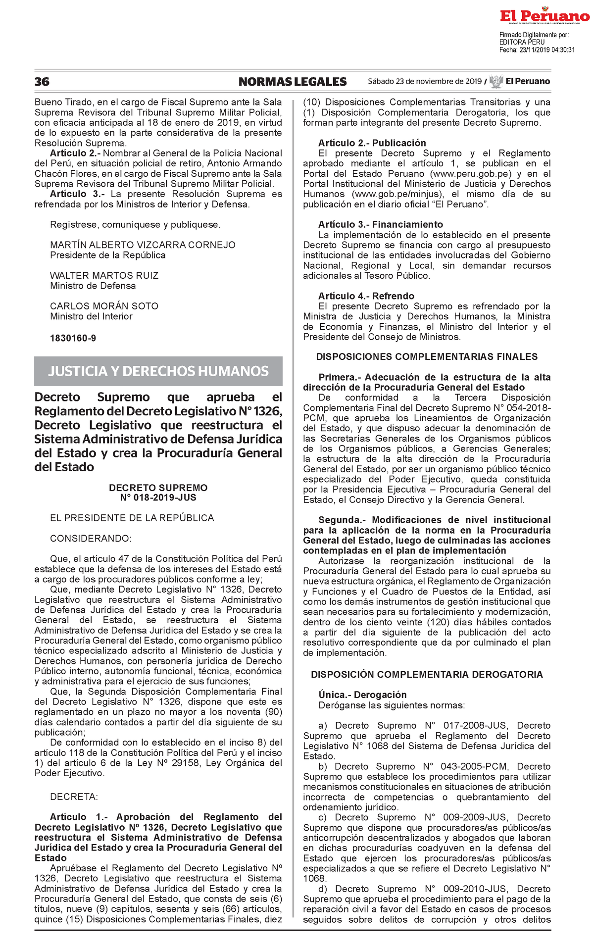 Decreto Supremo Que Aprueba El Reglamento Del Decreto Legisl Decreto ...