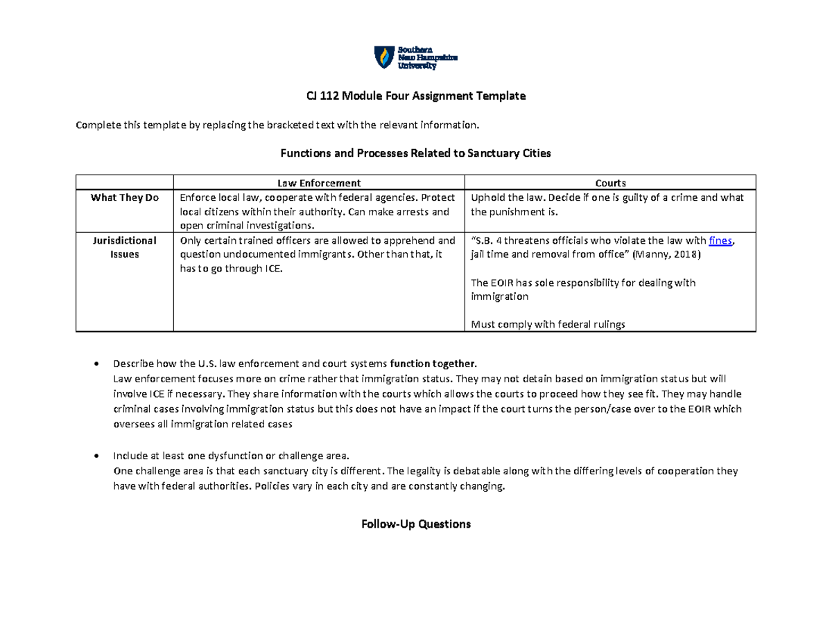 CJ 112 Module Four Assignment Template - CJ 112 Module Four Assignment ...