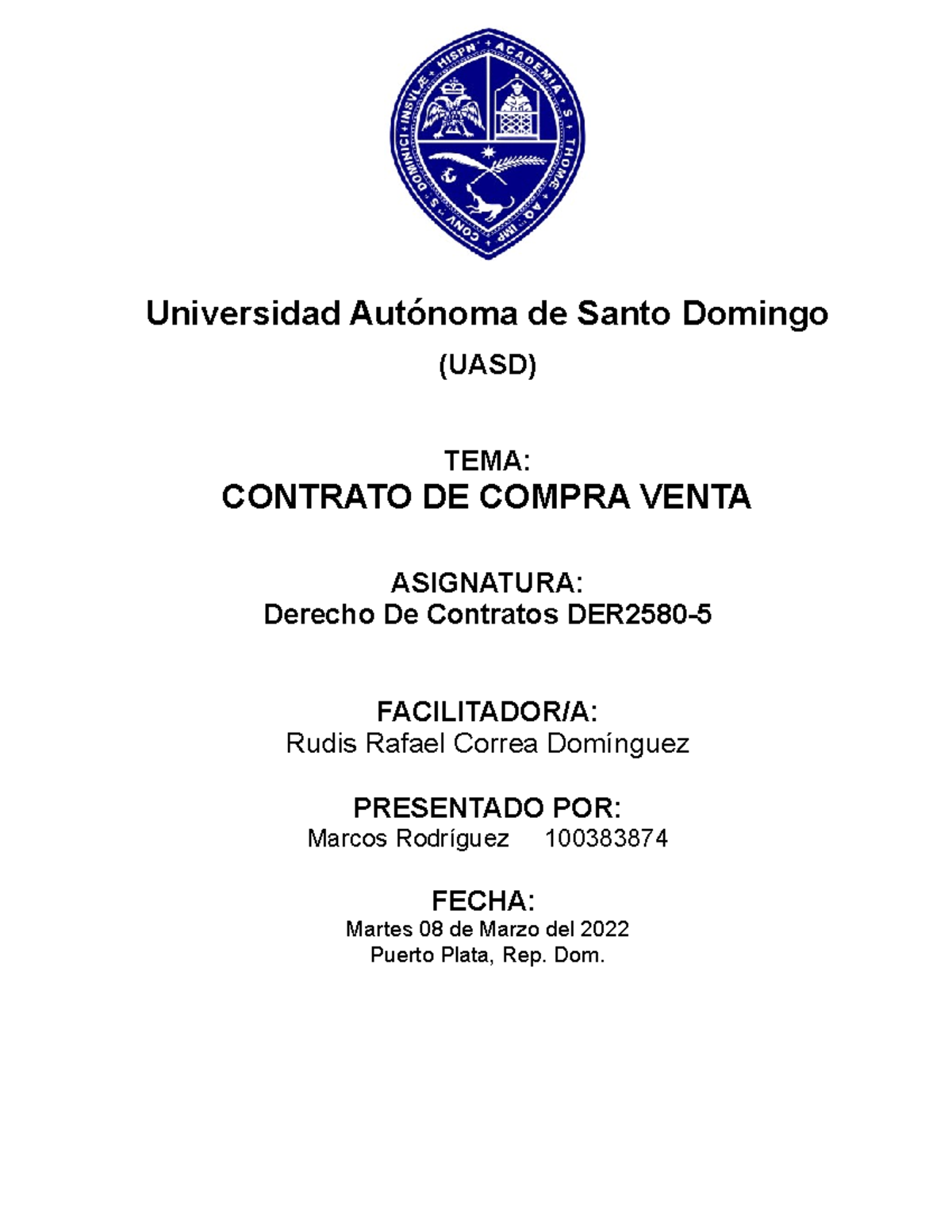 Tarea 2 Derecho De Contratos - Universidad Autónoma De Santo Domingo ...