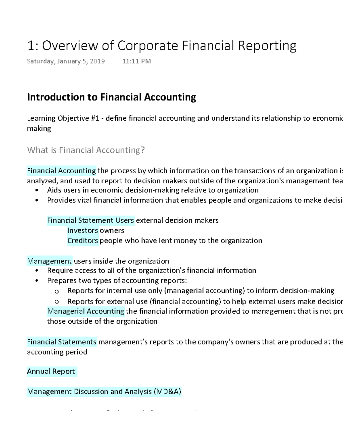 1 - Overview of Corporate Financial Reporting - Warning: TT: undefined ...