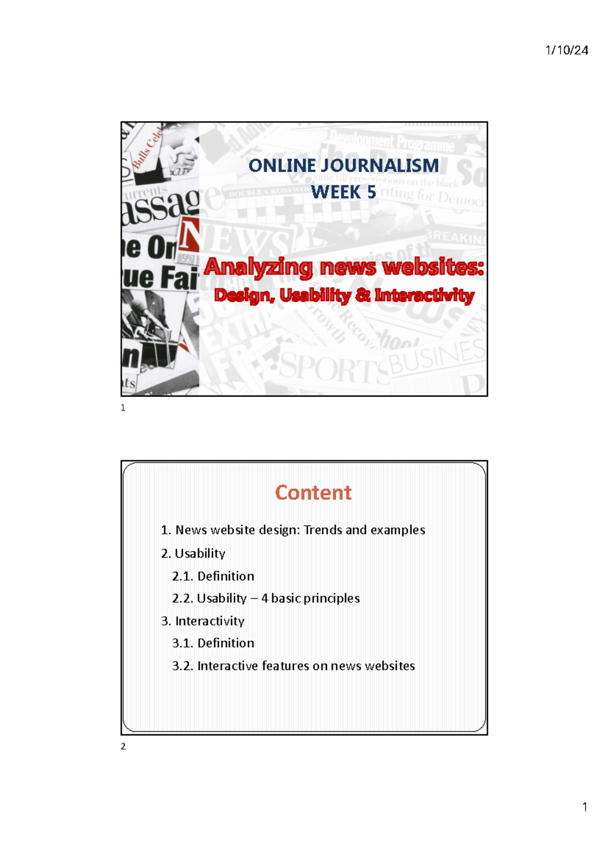 Week 5 - Analyzing News Websites Handouts - ONLINE JOURNALISM WEEK 5 1 ...