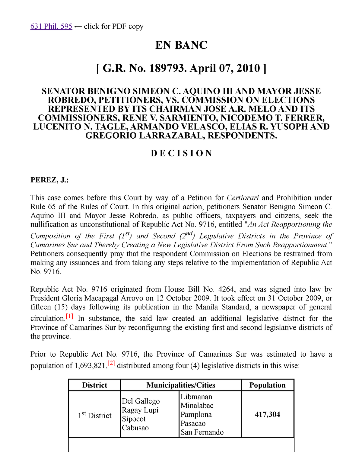 Constitutional Law 1 Cases   631 Phil 595 ← Click For PDF Copy EN BANC