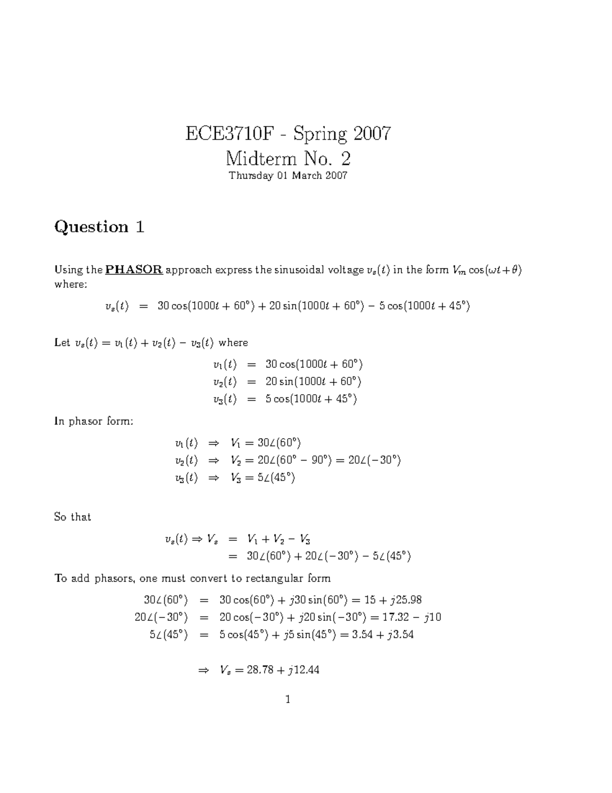 Midterm 2 - Exam Practice - ECE3710F - Spring 2007 Midterm No. 2 ...