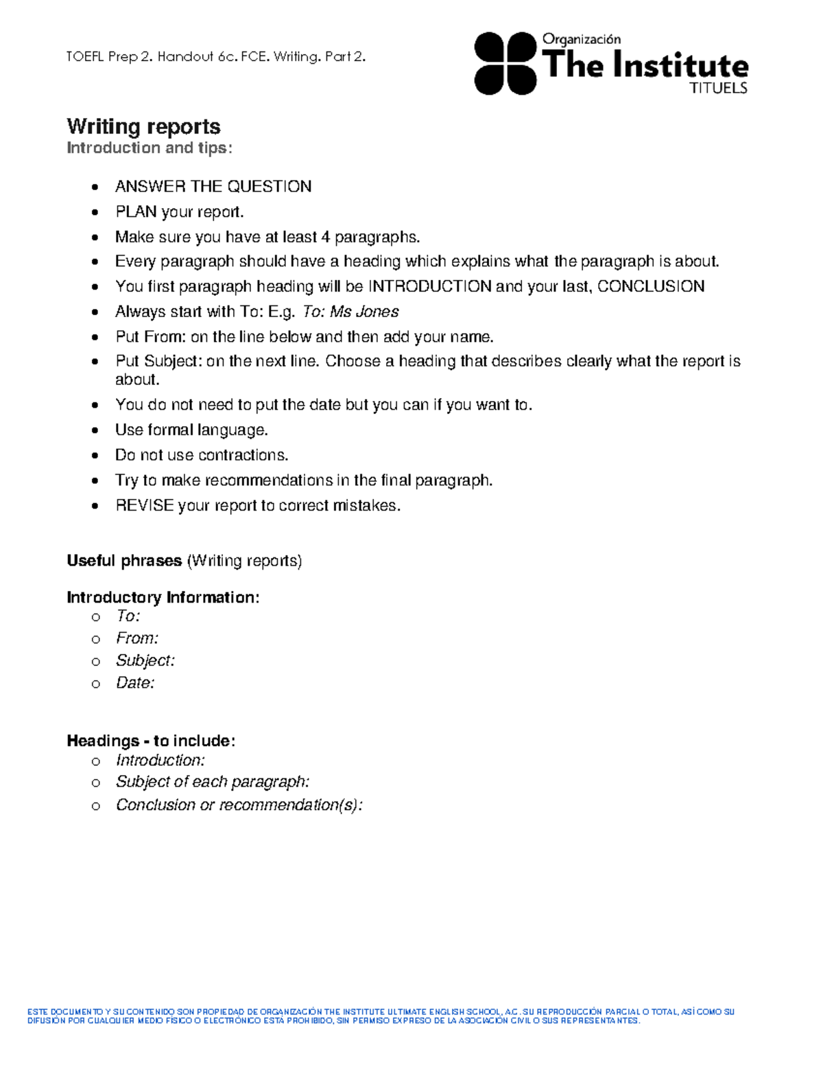 6c FCE Writing Part 2 - practice - TOEFL Prep 2. Handout 6c. FCE ...