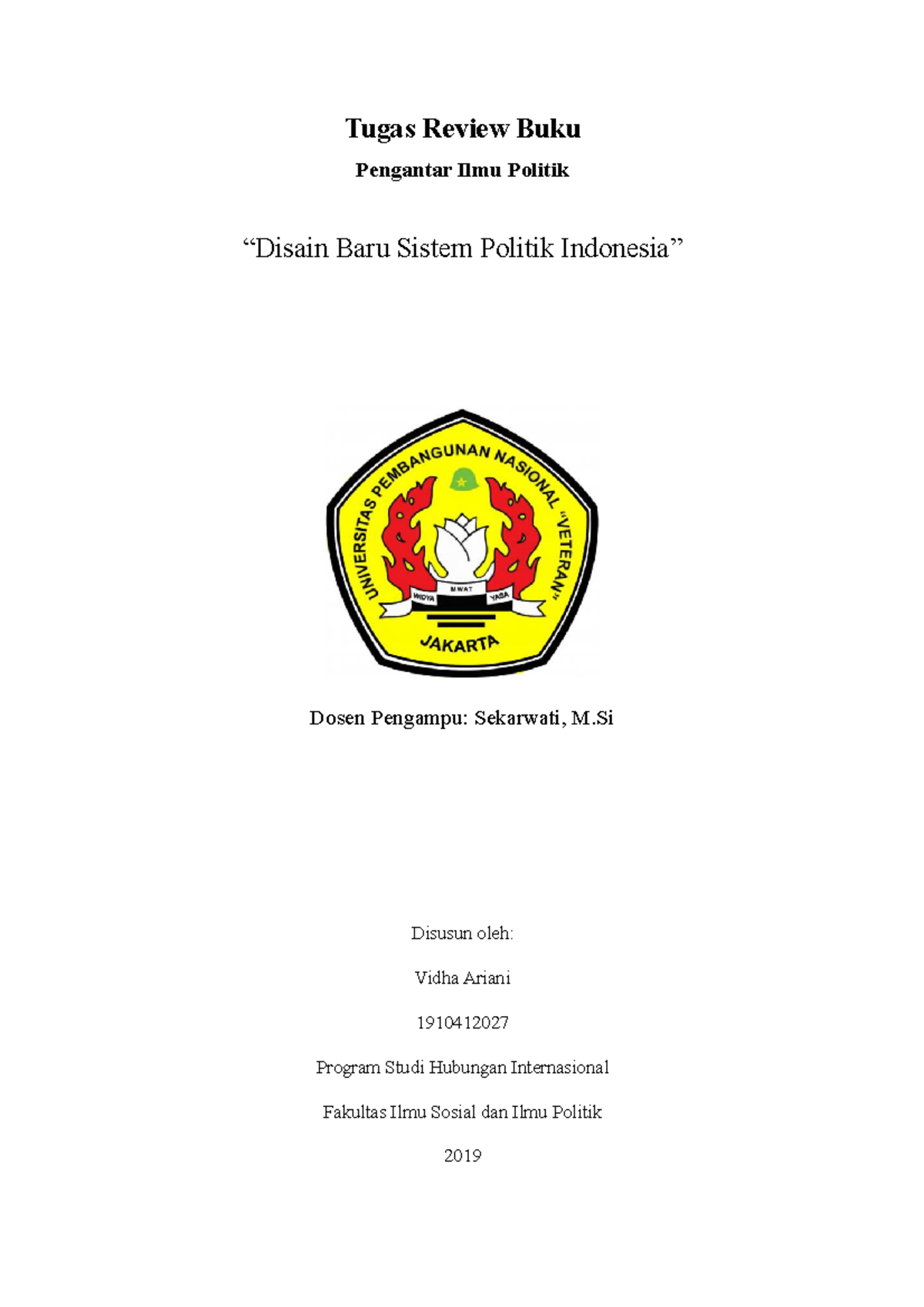 Review BUKU - Tugas Review Buku Pengantar Ilmu Politik “Disain Baru ...