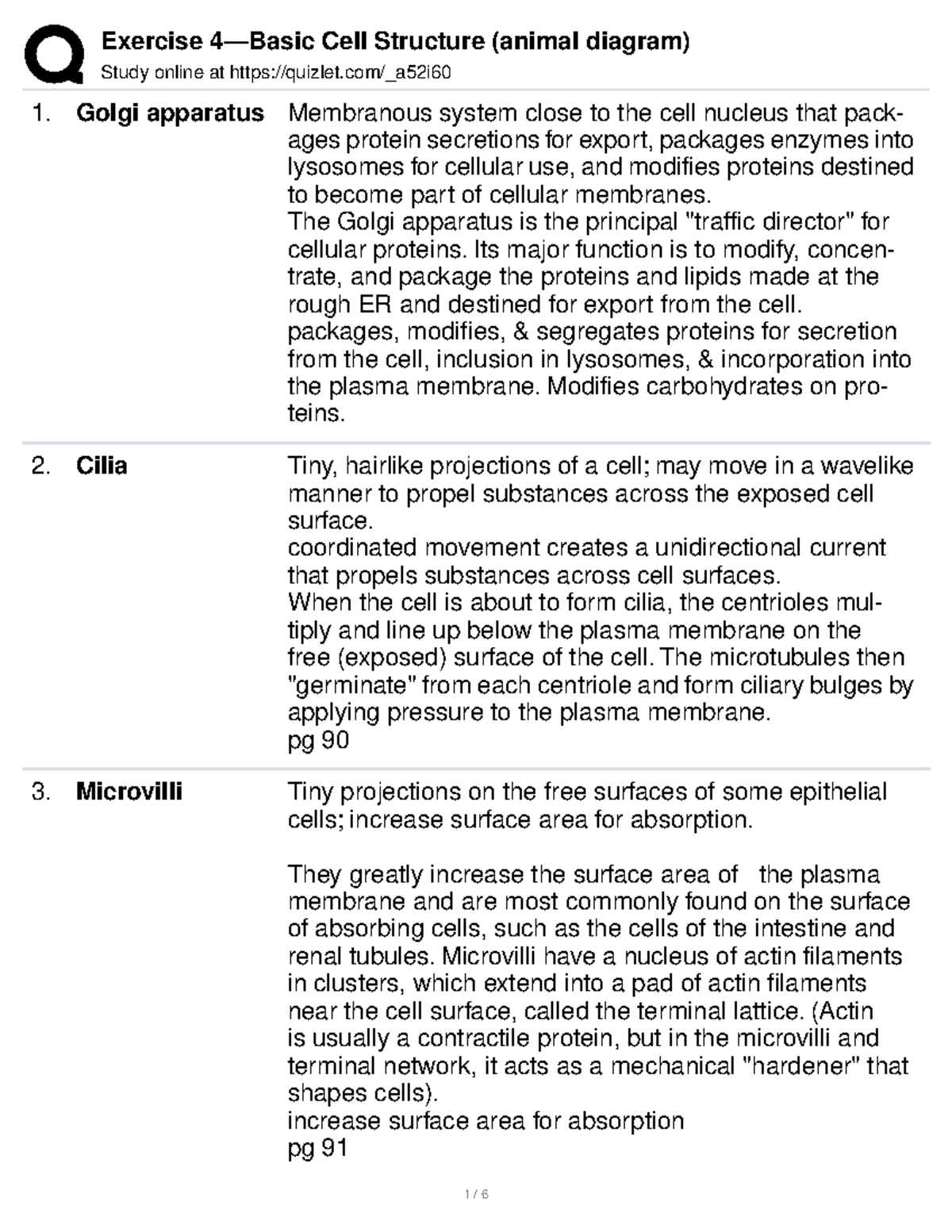 Exercise 4-Basic Cell Structure animal diagram - Study online at