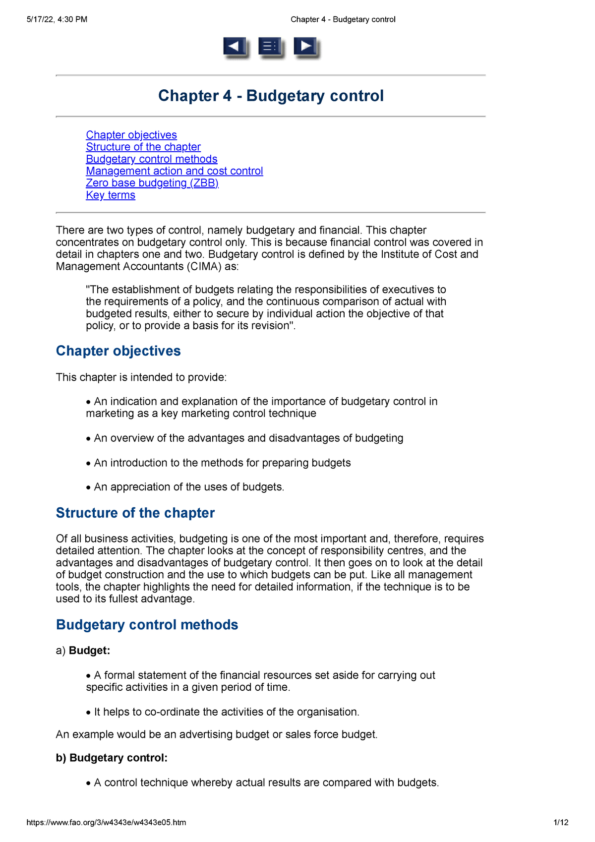 Chapter 4 - Budgetary Control - Chapter 4 - Budgetary Control Chapter ...