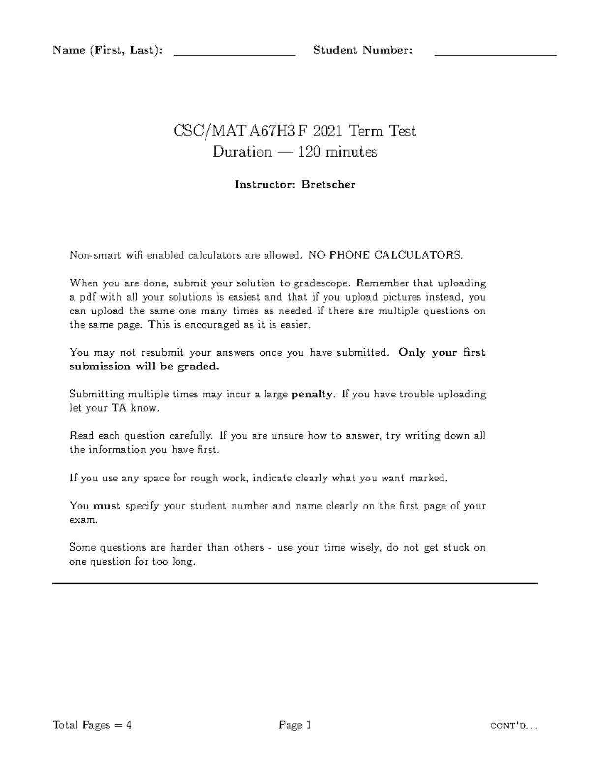 Discrete Mathematics Fall 2021 Midterm Exam - CSCA67 - U of T - Studocu