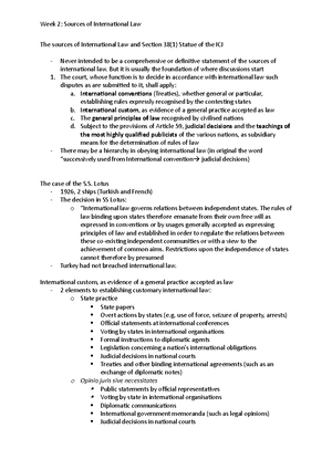 International Law Notes - Lecture notes, lectures 1 - 13 ...