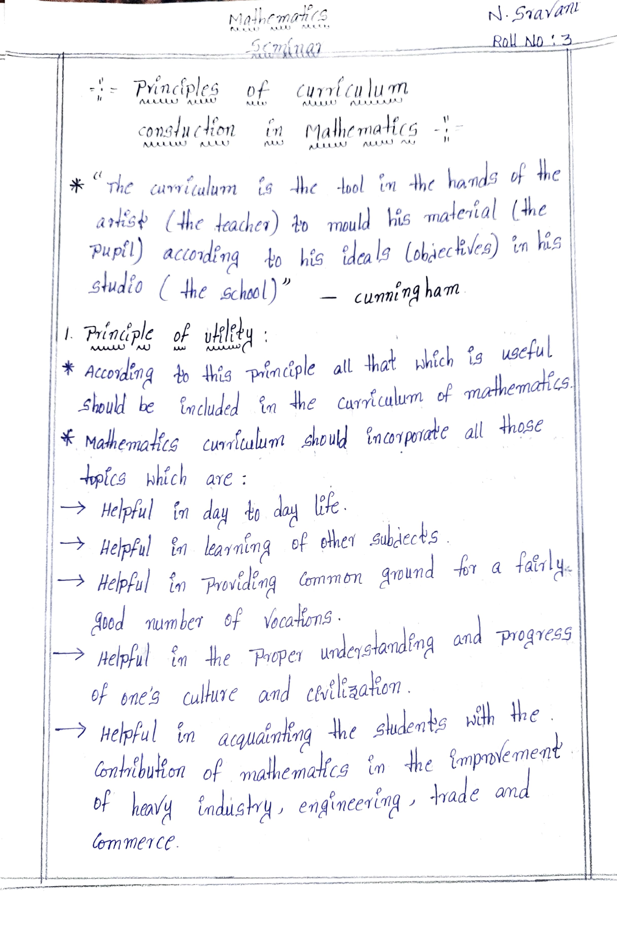 Principles Of Curriculum Construction In Mathematics - Ma+htman(S A L ...