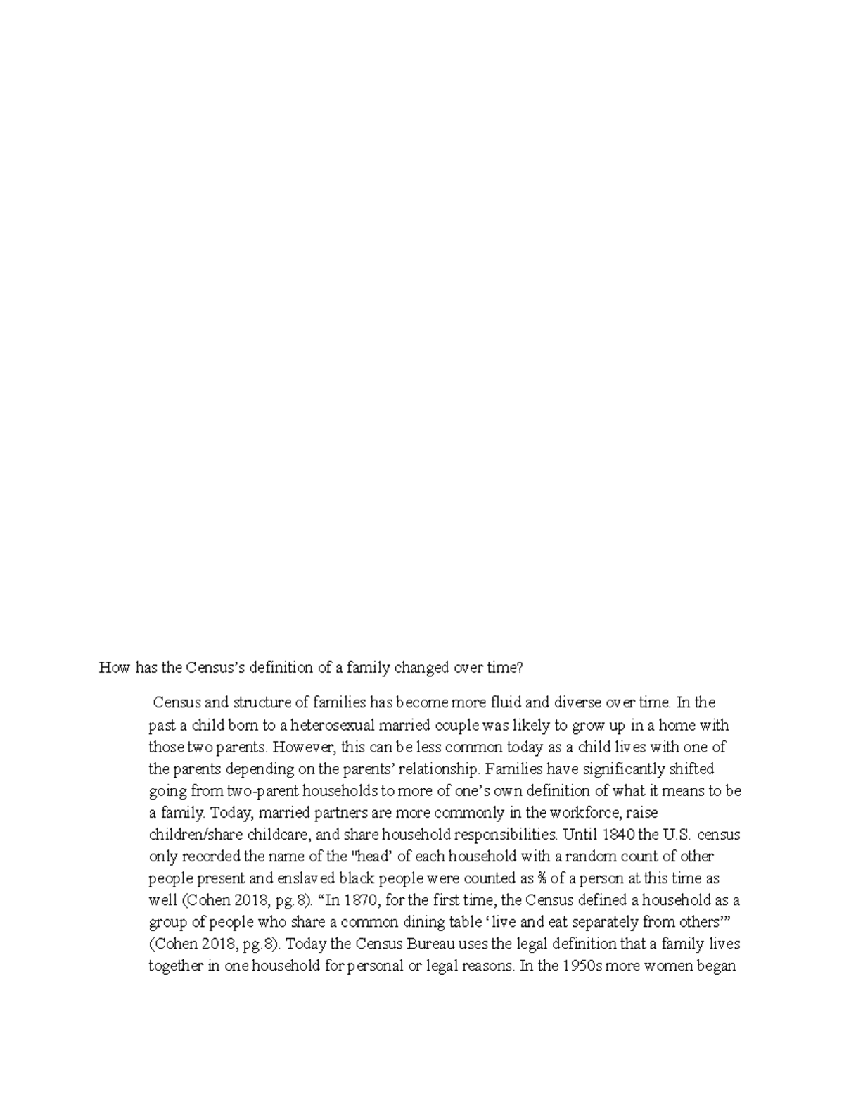 Essay Assignment #1 - How has the Census’s definition of a family ...