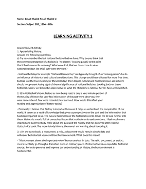 Learning Activity 2 Module 1History And Science - I Module 1 History ...