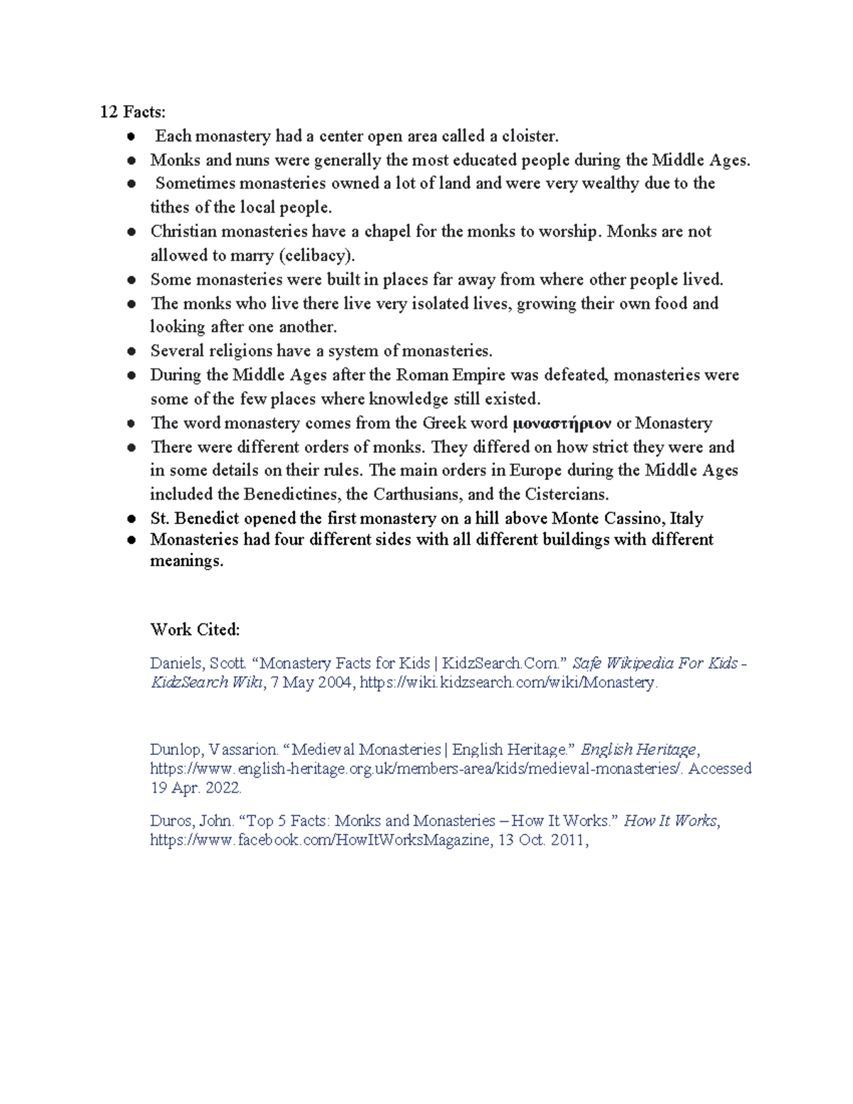 Monastery project - Monastaries - 12 Facts: Each monastery had a center ...