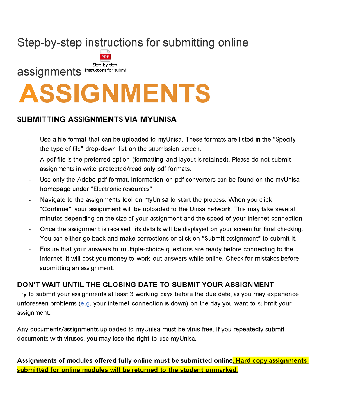 submitting incomplete assignment university