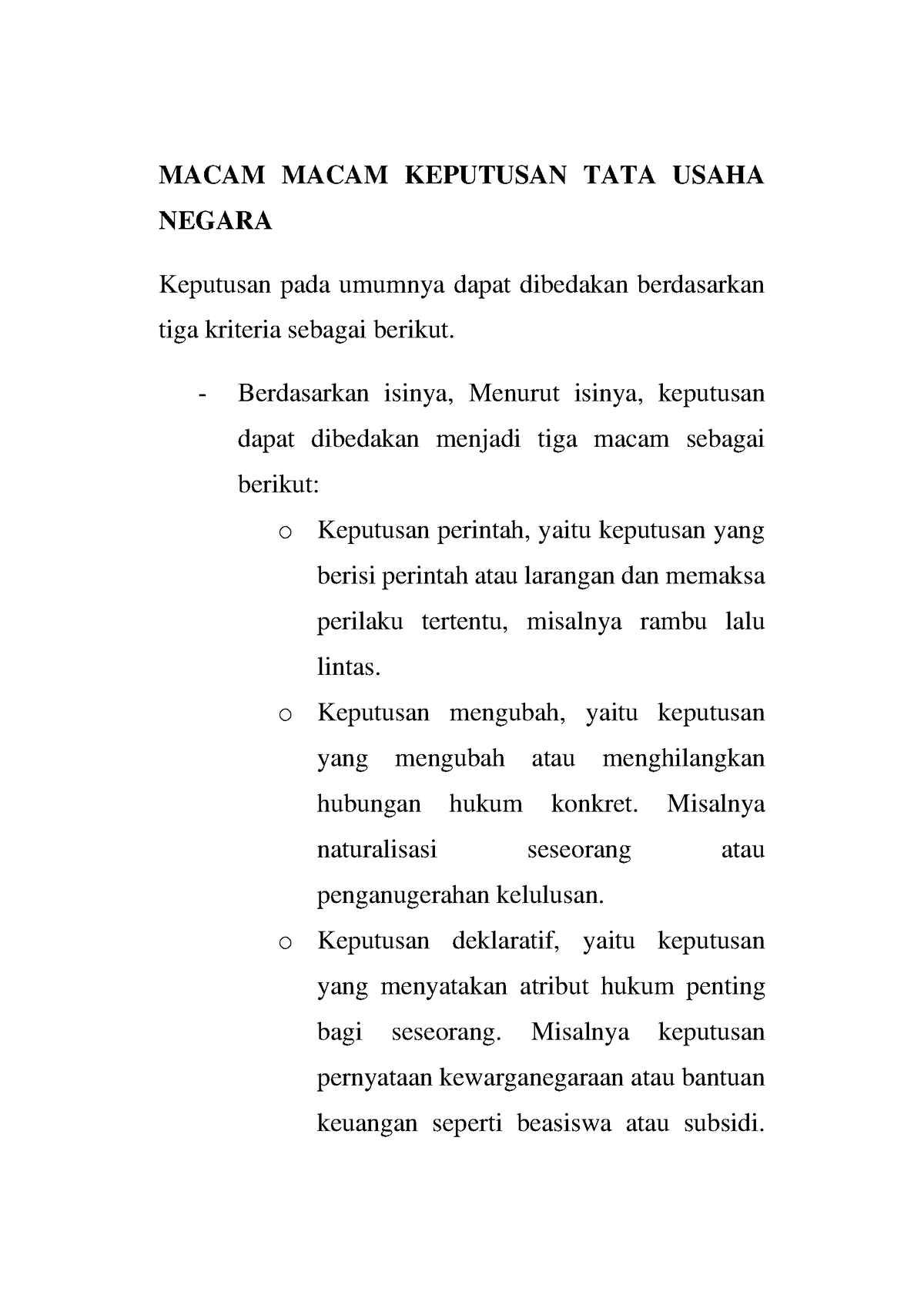 Macam Macam Keputusan TATA Usaha Negara - MACAM MACAM KEPUTUSAN TATA ...