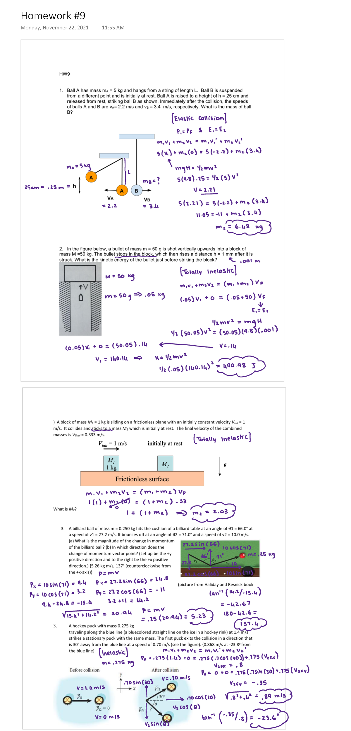 Homework 9 (PHYS 161) - PH 161 - Homework Monday, November 22, 2021 11:55 AM - Studocu