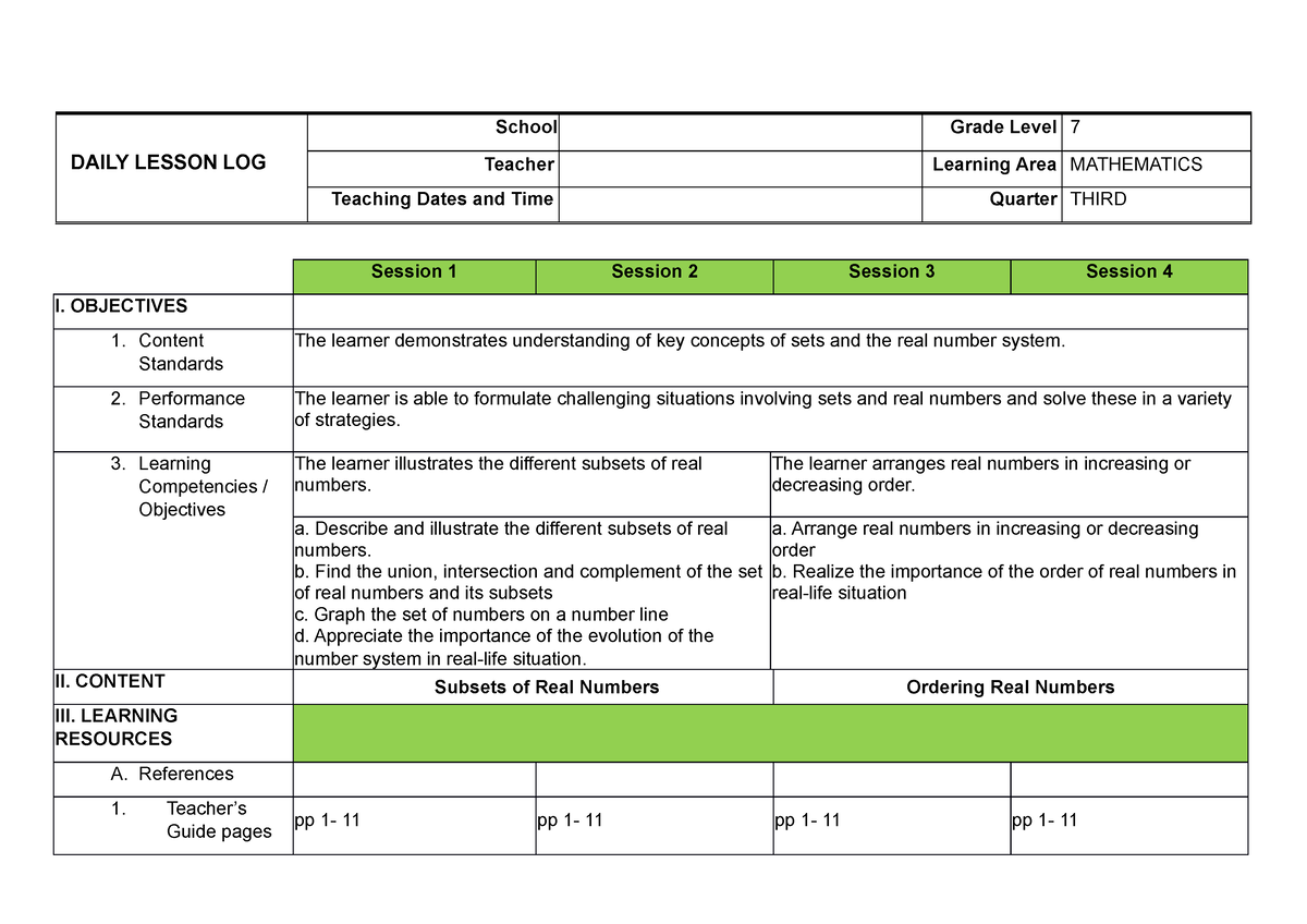 WEEK 8 - Lesson - DAILY LESSON LOG School Grade Level 7 Teacher ...