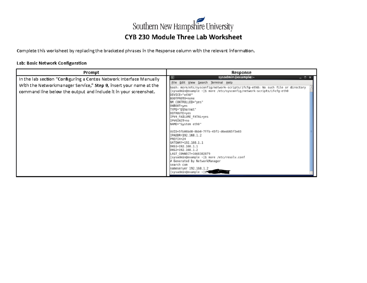 CYB 230 Module Three Lab Worksheet - CYB 230 Module Three Lab Worksheet ...