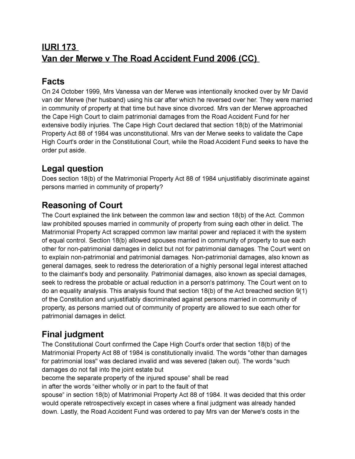 van-der-merwe-v-raf-case-summary-iuri-173-van-der-merwe-v-the-road