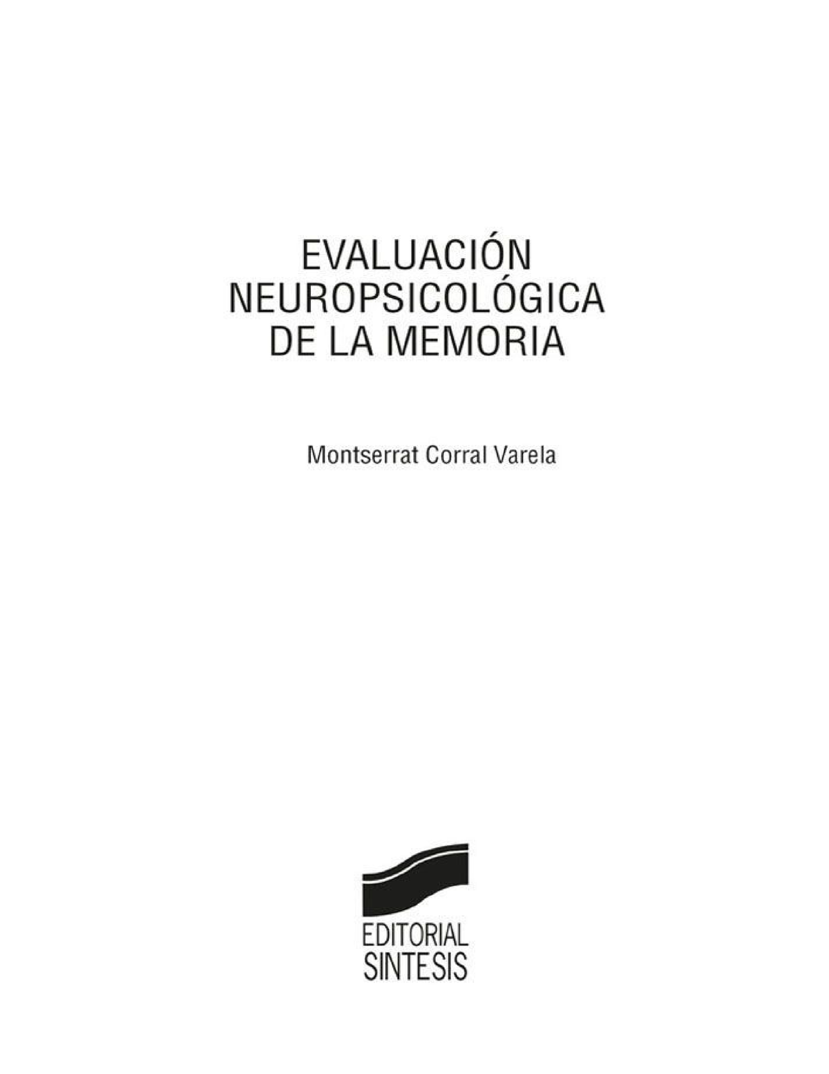 Evaluaci Ã³n Neuropsicol Ã³gica De La Memoria - Montserrat Corral ...