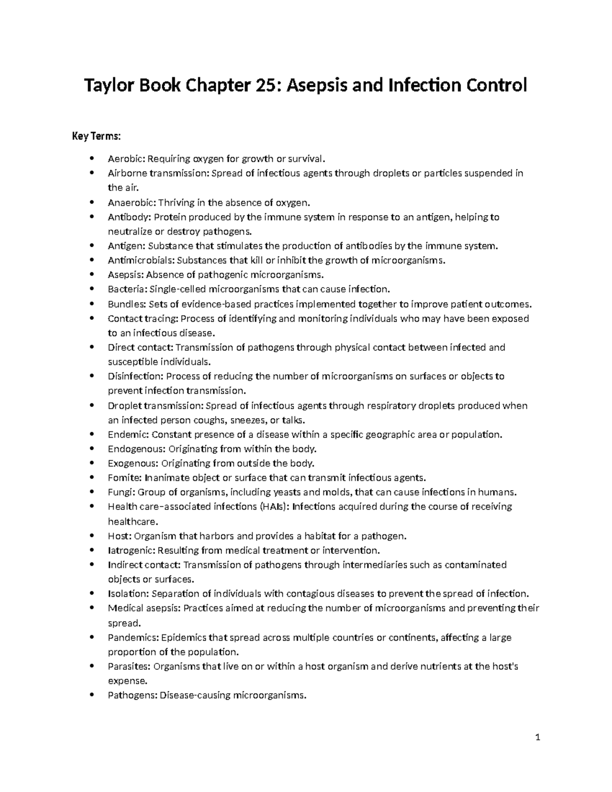 Taylor Book Chapter 25 Summary Fundamentals of Nursing the Art and