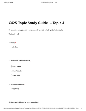 C425 Topic Study Guide – Topic 5 - C425 - Studocu