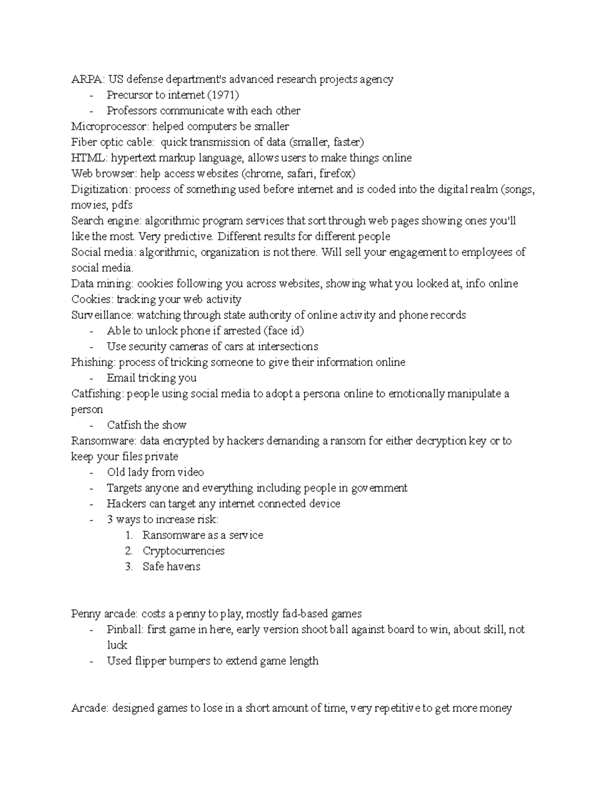 Communications Test 4 review - ARPA: US defense department's advanced ...