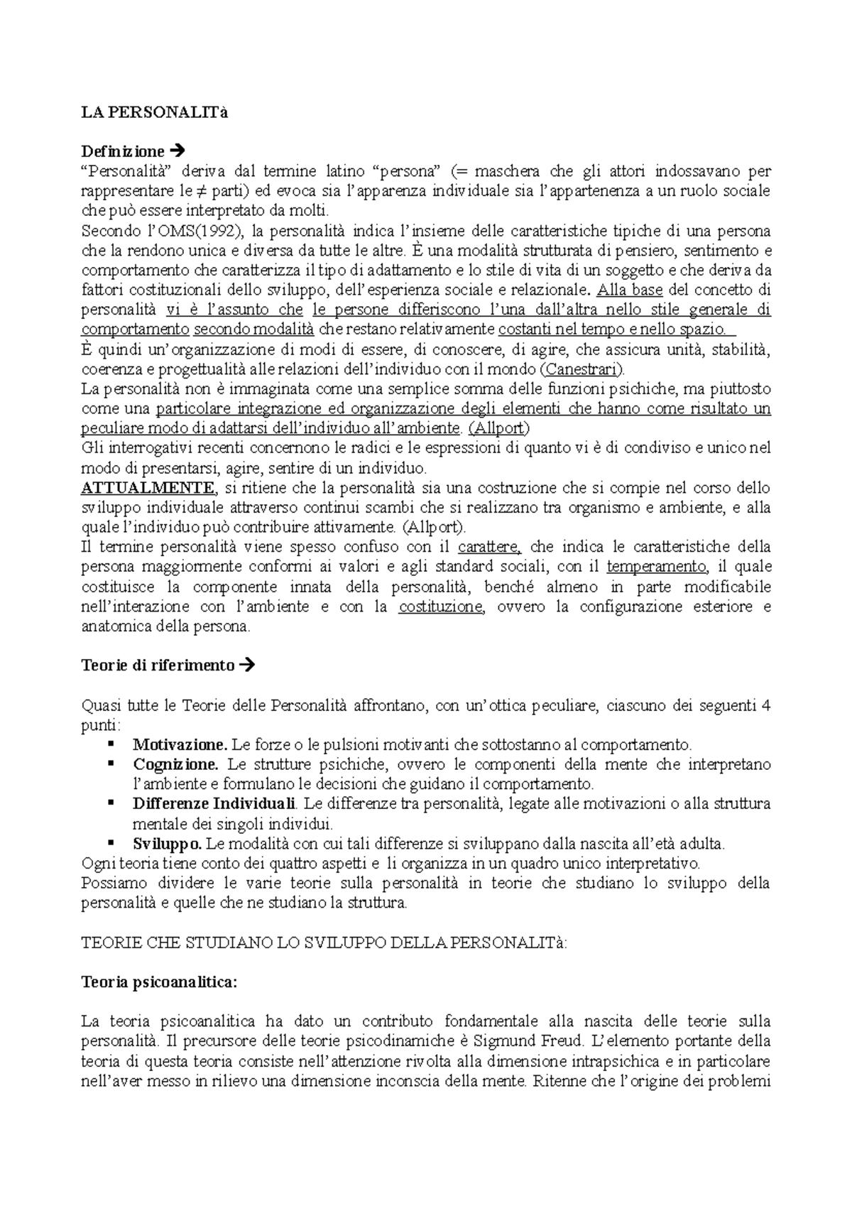 16-17.La personalità e lo sviluppo della personalità - LA PERSONALITà ...