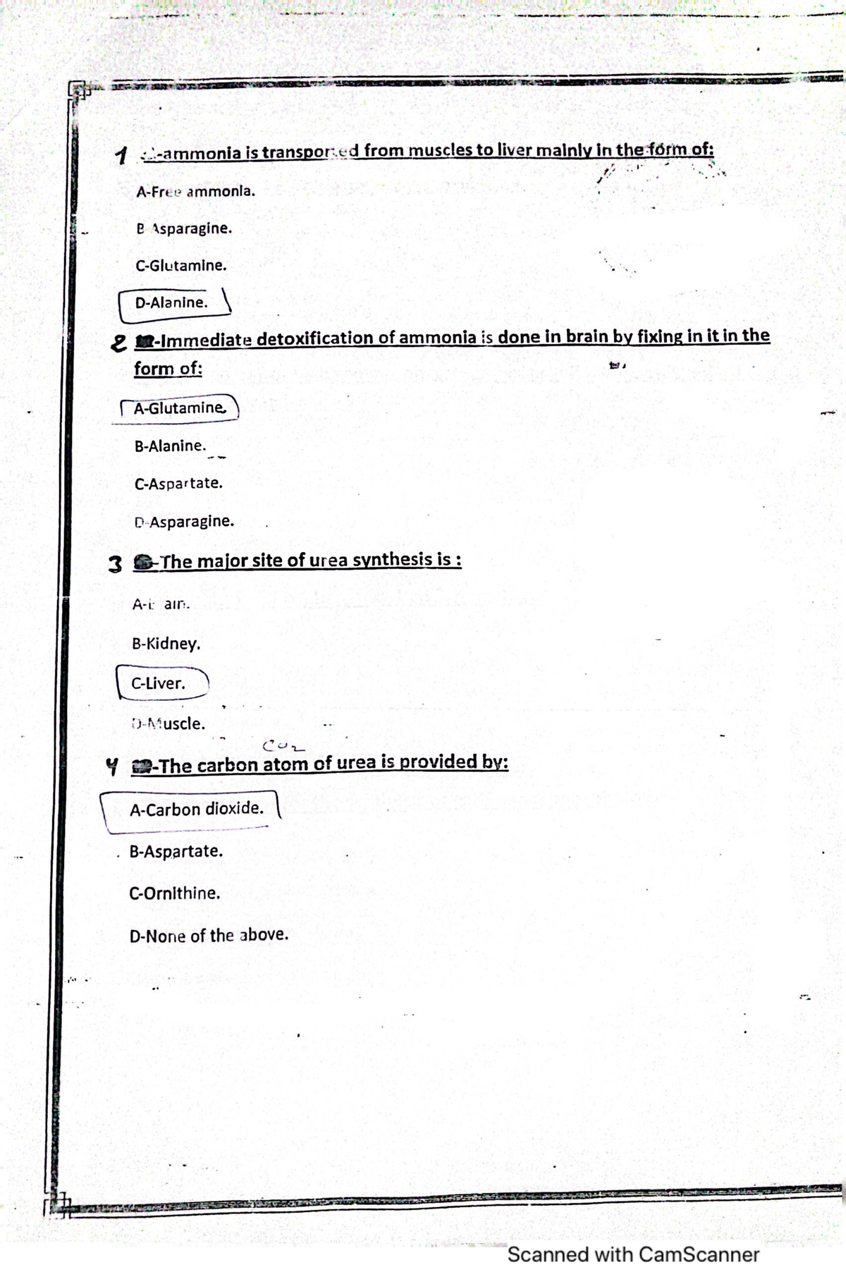 MCQ A.A Test yourself biochemistry Studocu