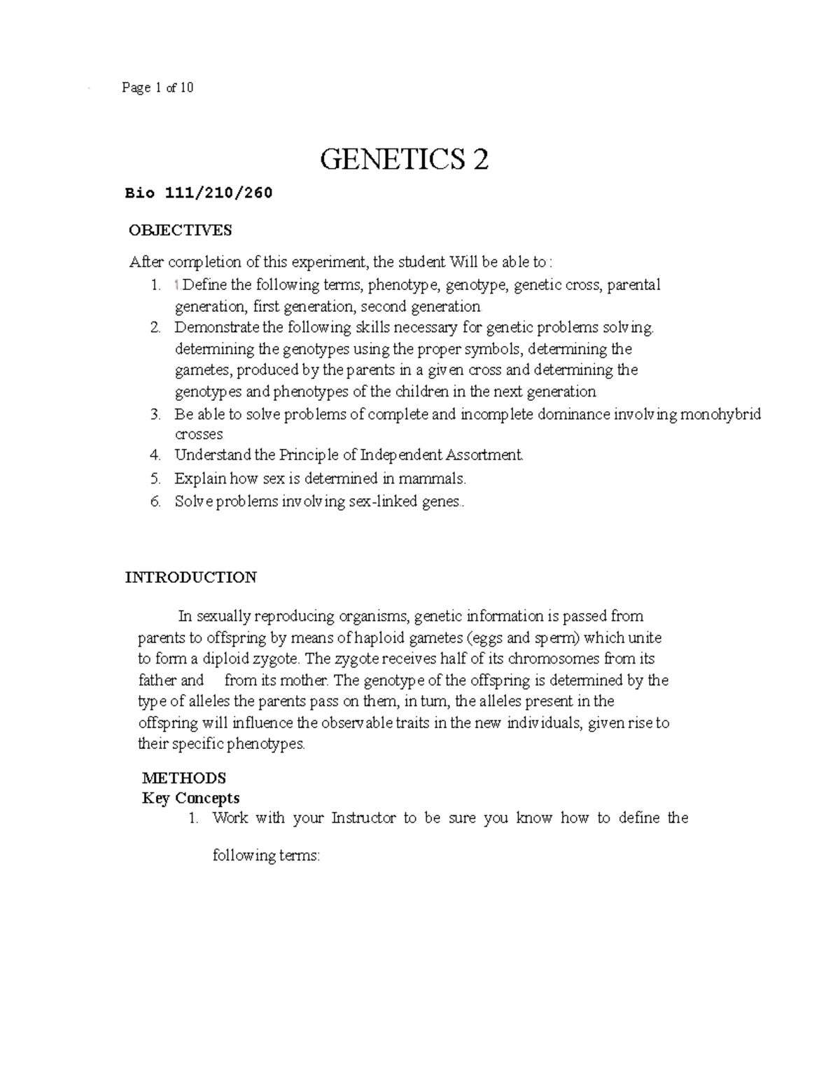 high school genetics assignment