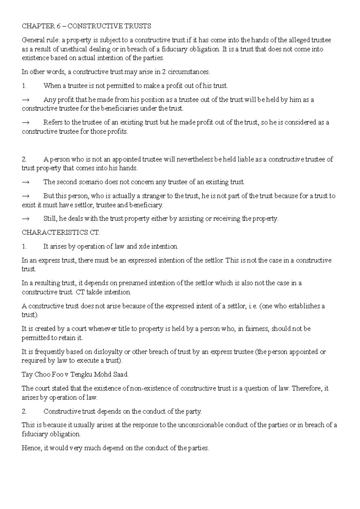 Chapter 6 constructive trusts CHAPTER 6 CONSTRUCTIVE TRUSTS