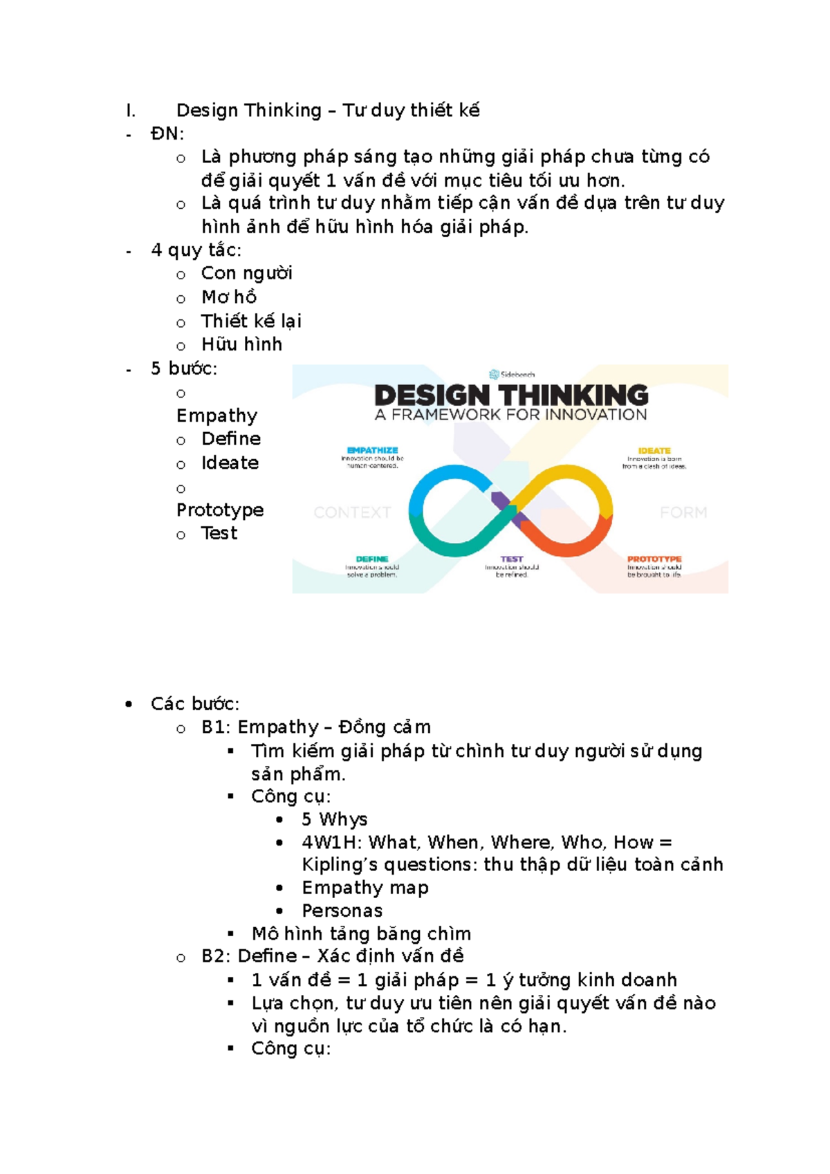 Design Thinking - KDO - I. Design Thinking – Tư duy thiết kế ĐN: o Là ...