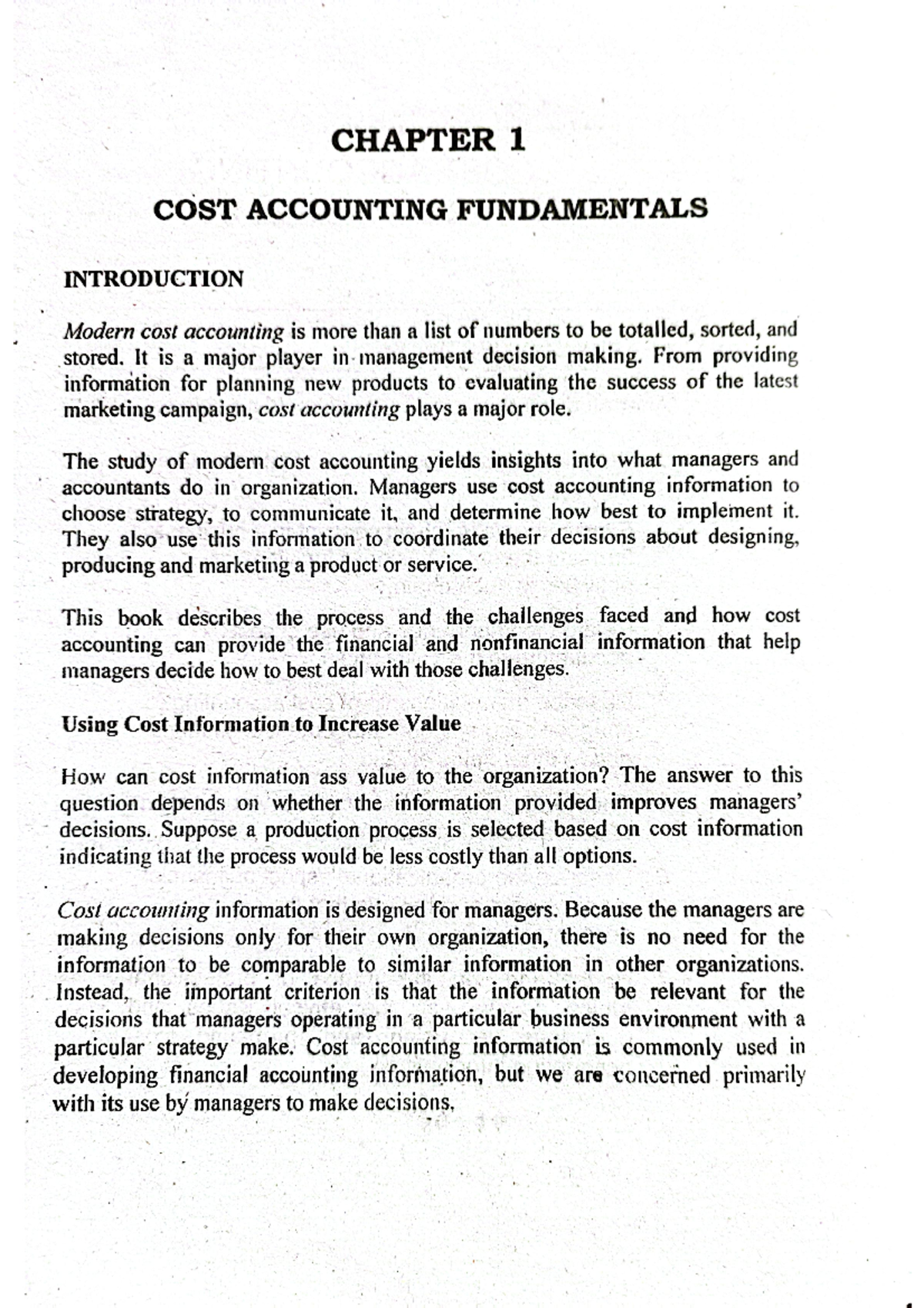 Cost Accounting Chapter 1 - CHAPTER 1 COST ACCOUNTING FUNDAMENTALS ...