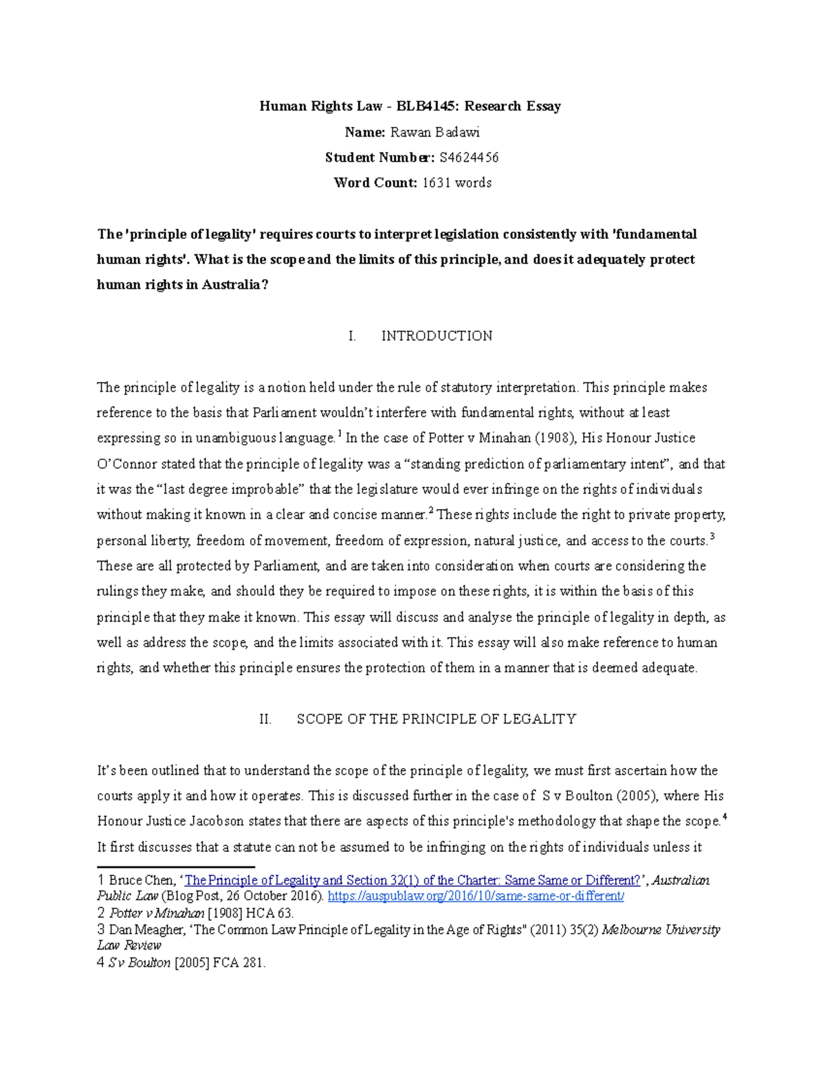 Human Rights Law - BLB4145 Research Essay - What is the scope and the ...