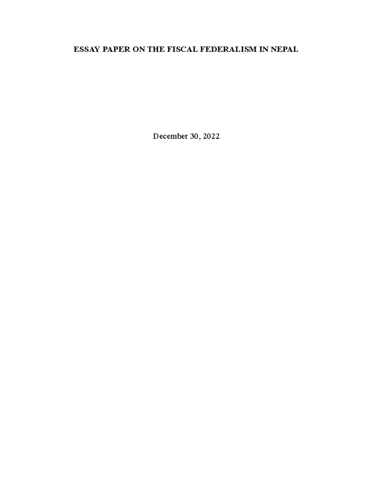 Essay Paper doc - ESSAY PAPER ON THE FISCAL FEDERALISM IN NEPAL ...