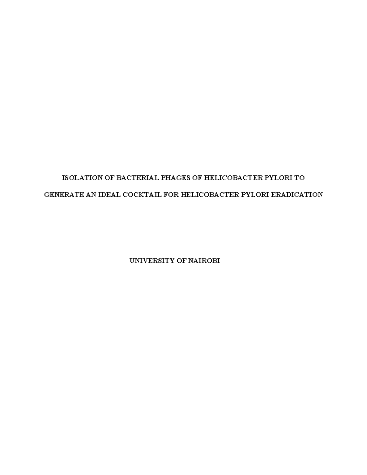 Isolation of Bacterial Phages of Helicobactor Pylori - ISOLATION OF ...