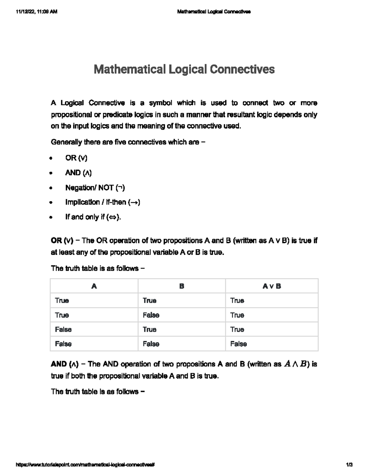 Proposition and Logical Connectives Bachelor of Science in Psychology