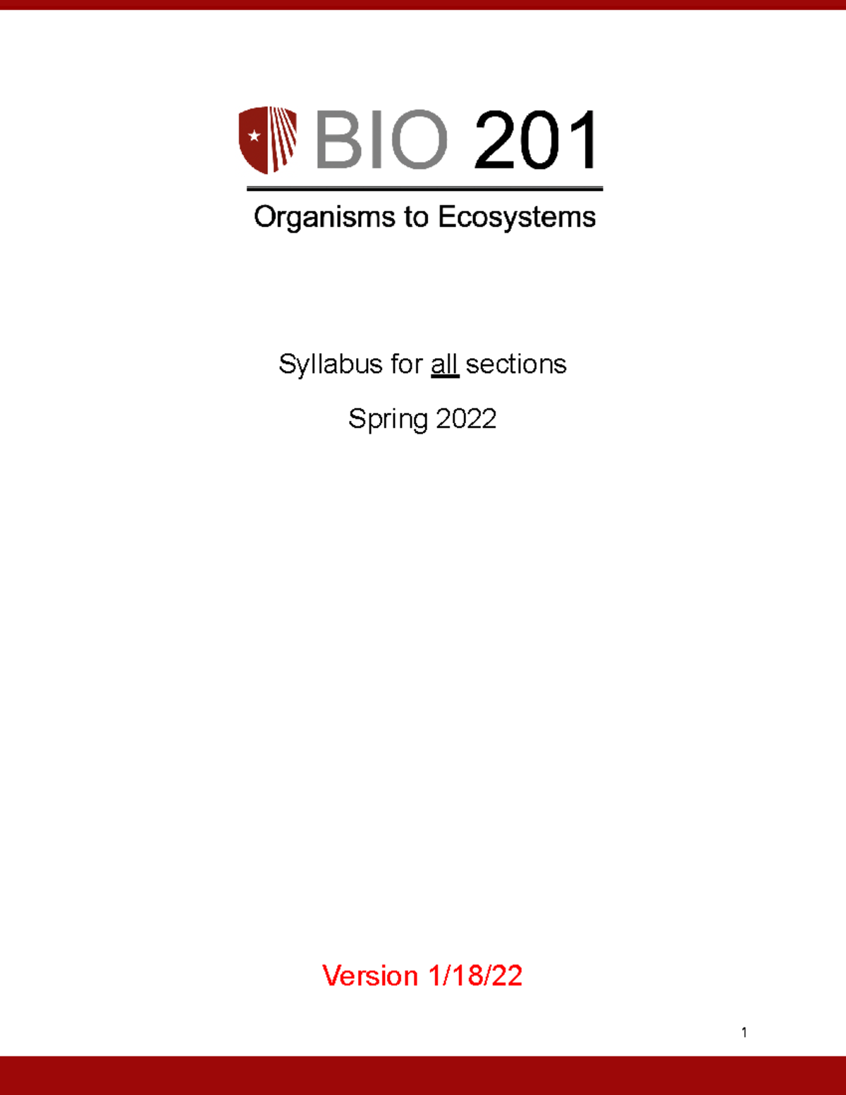 Bio201 Syllabus - BIO 201 - SBU - Studocu