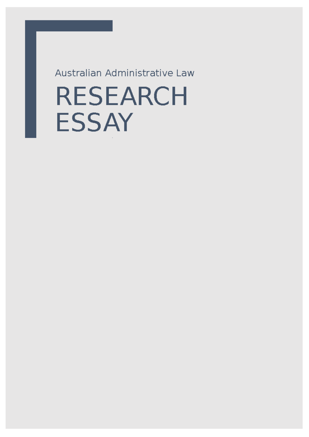 Administration Law Report Australian Administrative Law RESEARCH