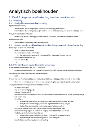 Ppt Analytisch Boekhouden Analytisch Boekhouden Samenvatting Deel 1 Studocu