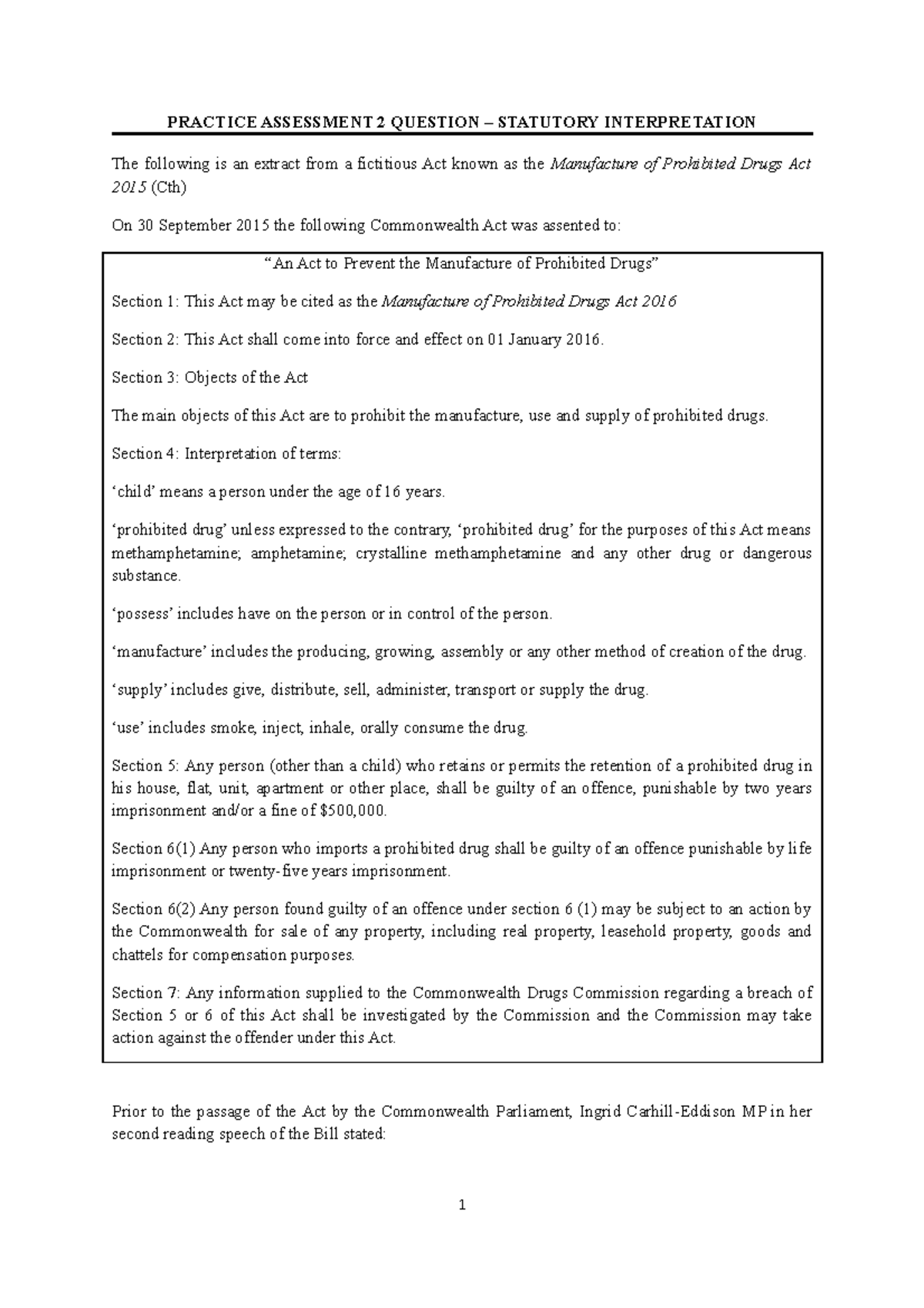 Practice Assessment 2 - PRACTICE ASSESSMENT 2 QUESTION – STATUTORY ...