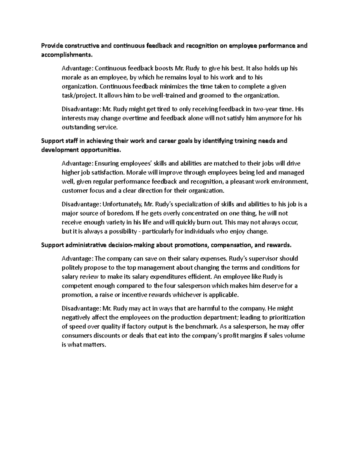 Case Study 3 - Alternatives - Provide constructive and continuous ...