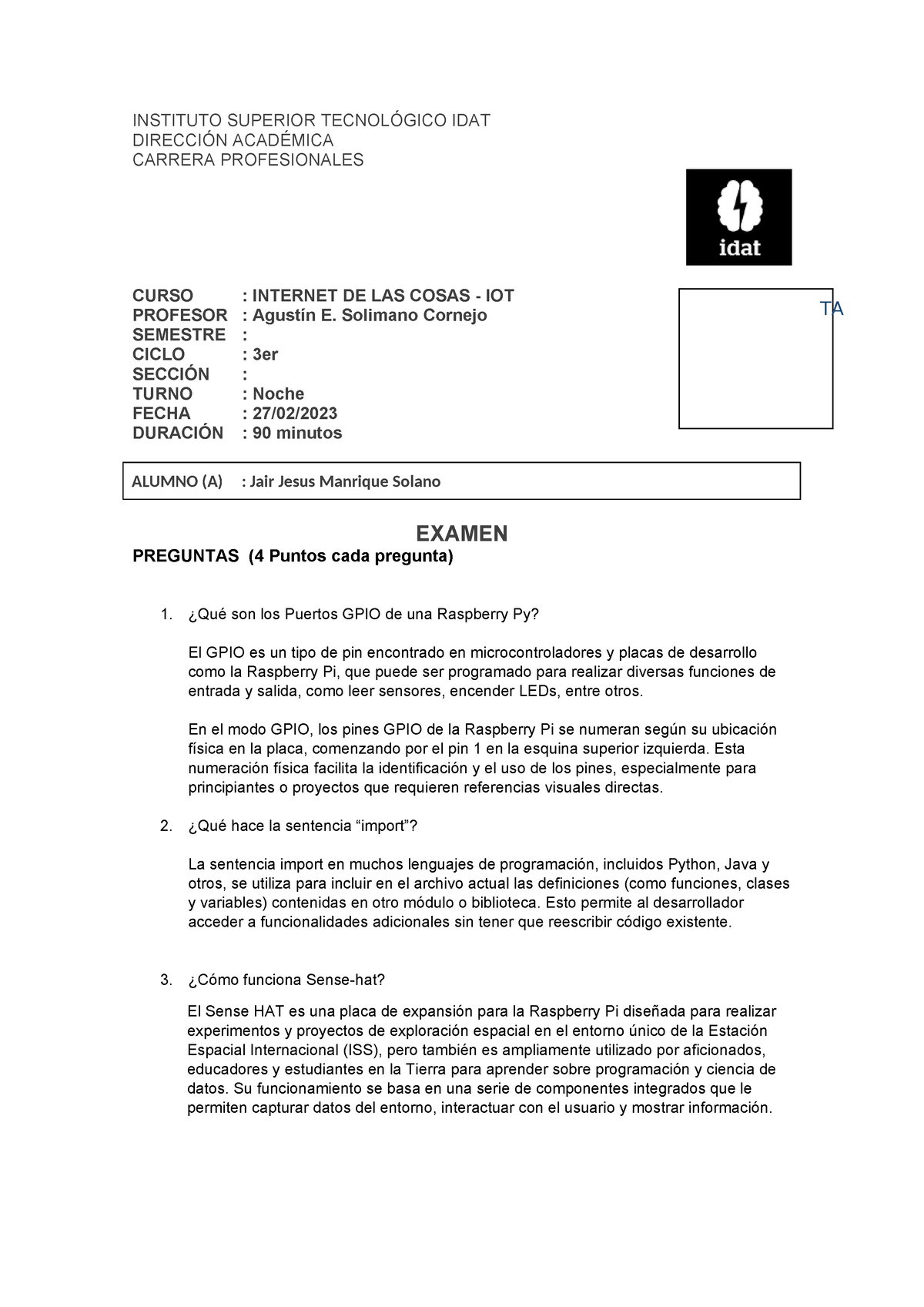 EC 2 IOT - INSTITUTO SUPERIOR TECNOLÓGICO IDAT DIRECCIÓN ACADÉMICA ...