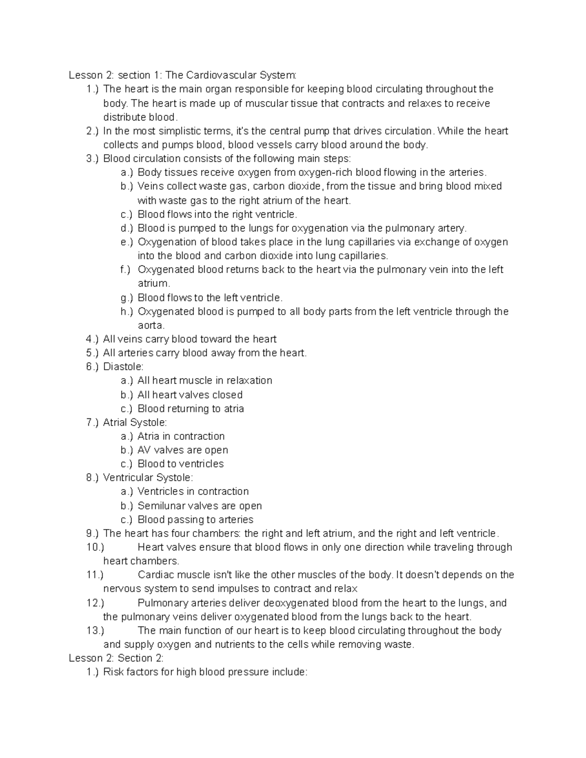 Untitled document - Lecture notes on the cardiovascular system, these ...