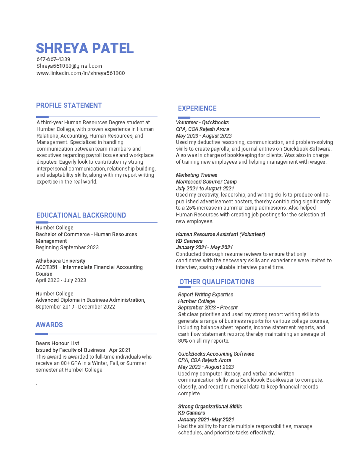 White and Blue Clean Lines Sales Executive Resume - AWARDS PROFILE ...