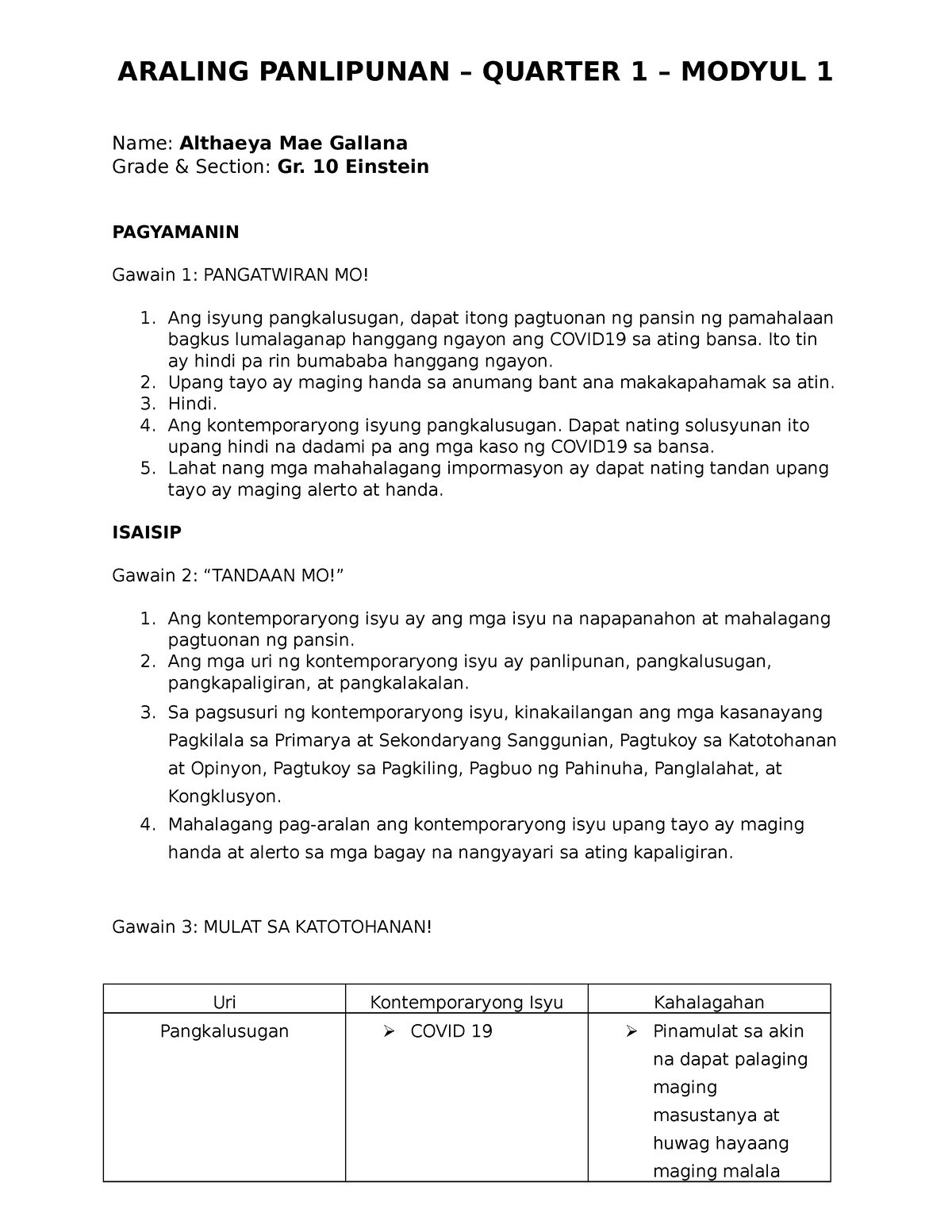 Araling Panlipunan – Quarter 1 – Modyul 1 - ARALING PANLIPUNAN ...