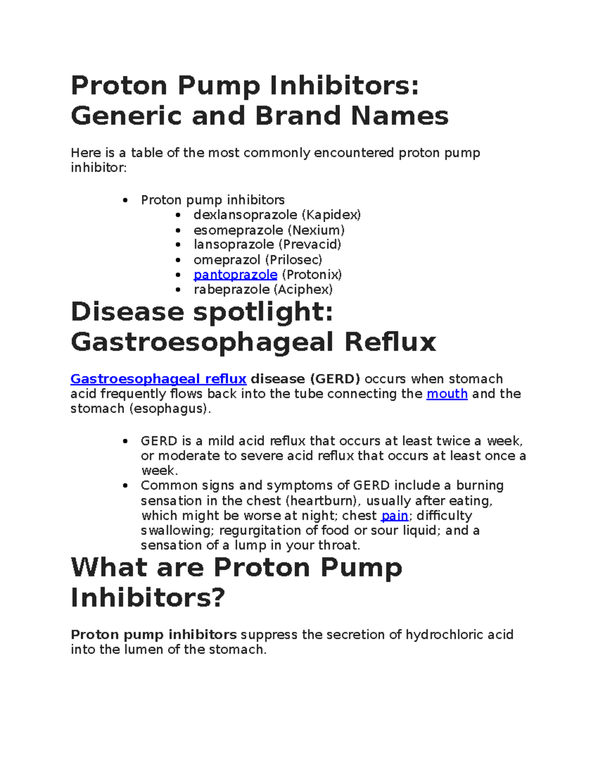 Proton Pump Inhibitors Proton Pump Inhibitors Generic and Brand